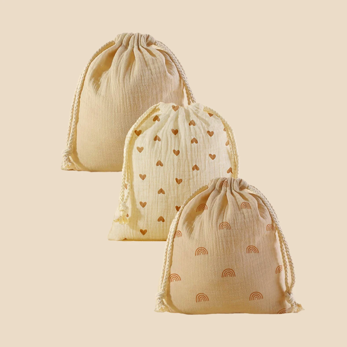 3 PCS 코 튼 모슬린 유모차 교수형 주머니  수건 기저귀 주머니  Drawstring 저장 가방