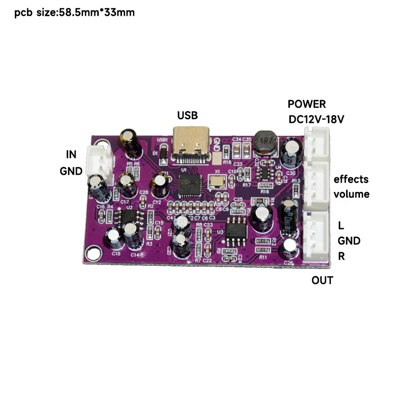 DSP digital reverb Circuit module echo voice changer EQ howling control frequency shifter Effect mixer sound effects audio decoder board signal processing board