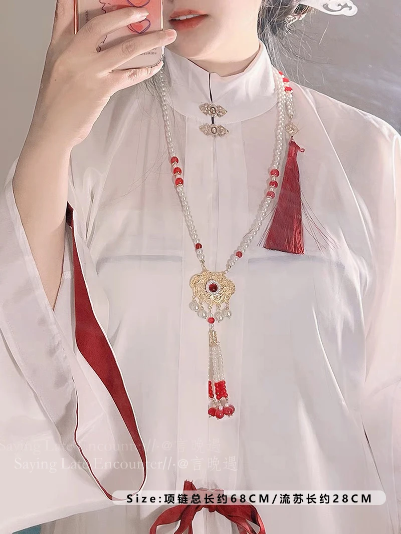 Ciondolo Cinese Hanfu Con Nappe - Imitazione Giada Stile Retrò Per Donna - 4