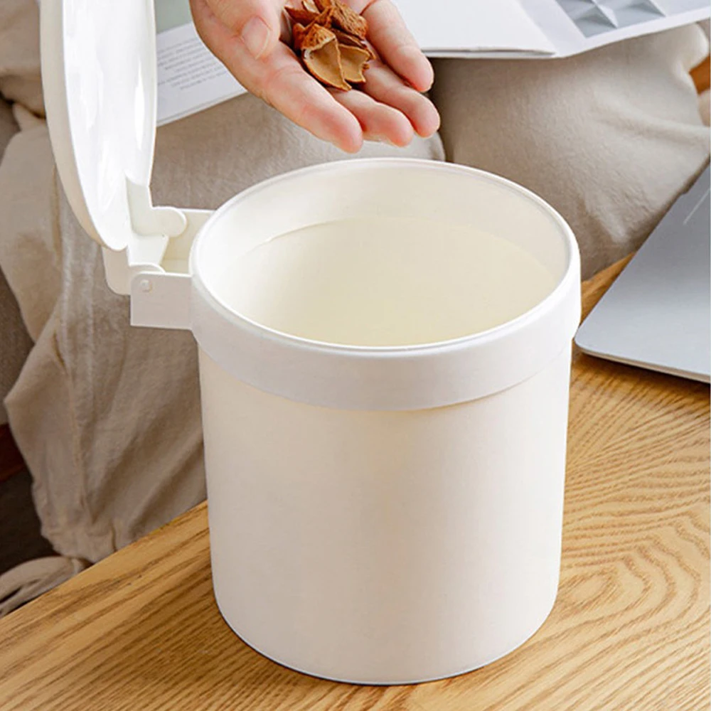 Car Elegant Durable Space-saving Convenient Practical Desktop Garbage Can Car Trash Bin With Flip Cover Desktop Trash Bin Study