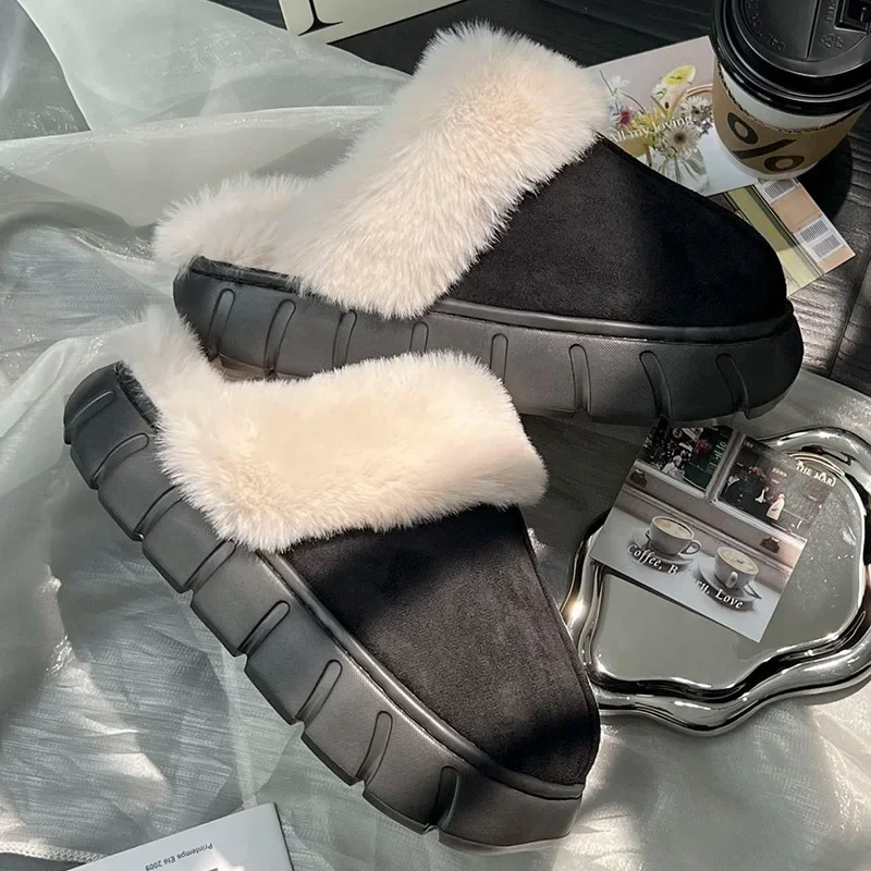 Cozy Indoor Fluffy Slippers with Thick Sole and Soft Fur