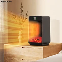 Fan Heater Hot Air Blower 1000W Electric Heating Fans 3D Flame Mini Space Heater Portable Fan Heaters for Home Office Bedroom 1