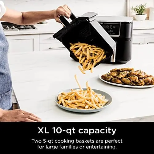 Foodi 6 Quart 5-in-1 DualZone 2-Basket Air Fryer with 2 Independent Frying  Baskets, Match Cook & Smart Finish to Roast, Bake - AliExpress