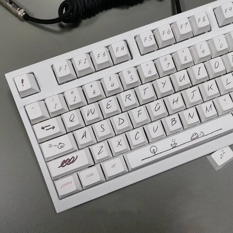 Фото 131 клавиш, граффити, Минималистичная клавиатура для Cherry Mx Switch, механическая клавиатура, Минималистичная клавиатура с вишневым профилем PBT, колпачки для клавиш «сделай сам» №1