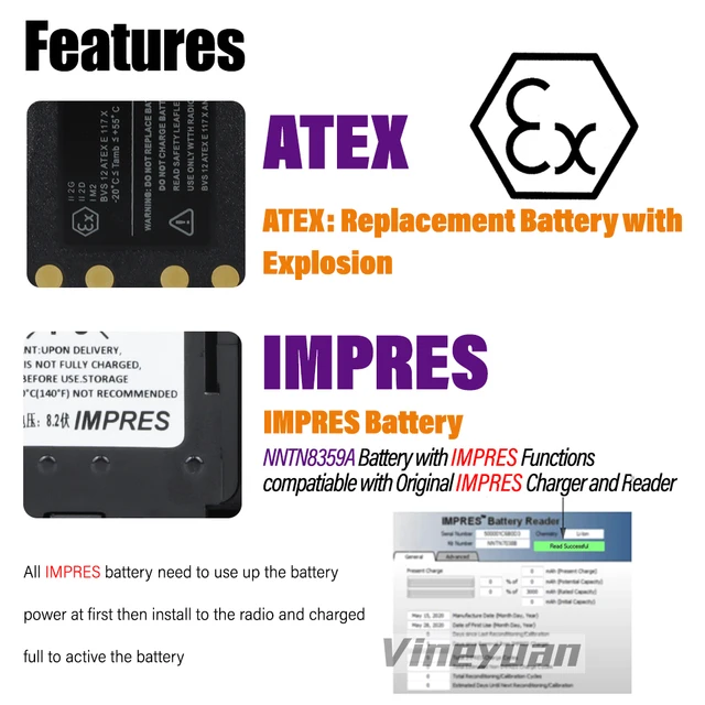 PMNN4409AR Batteria Per Motorola XPR3300 XPR3500 XPR7350 - Foto 6