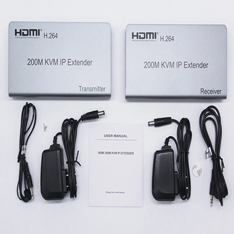 HDMI KVM IP ͽٴ, RJ45 ̴ Cat5e Cat6 ̺ Ʈũ ø ۽ű, ù  USB 콺 Ű, 200m