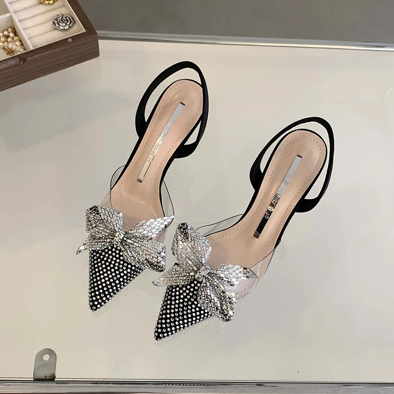 2024 Summer New Style British Pointed Buckles Fashion Genuine Leather Shoes For Women Sandals Fashion Comfortable Stiletto Heels