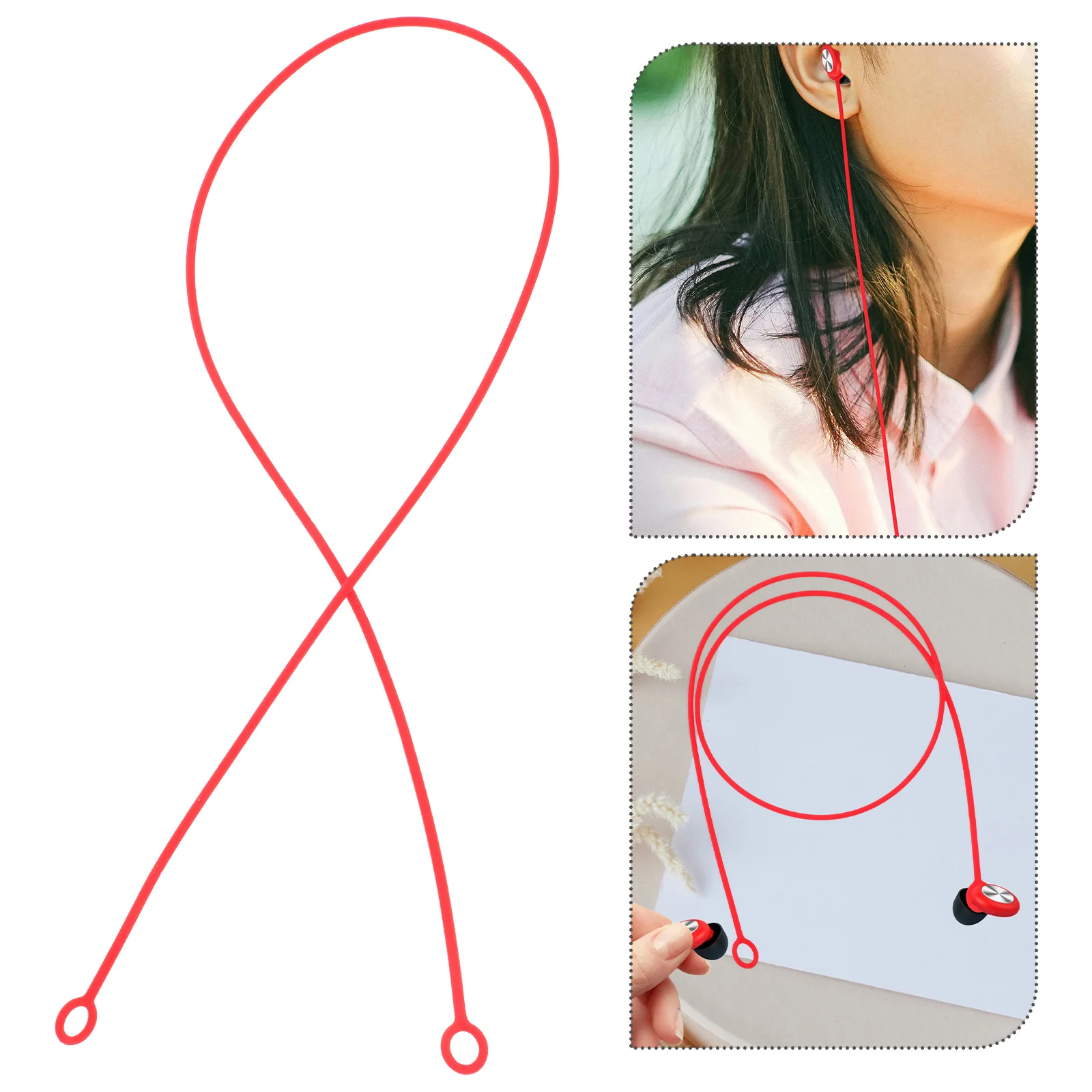2 Pcs Headphone Anti-slip Lanyard Earphone Silicone Rope Neck Strap Earplugs Silica Gel Anti-lost Loop Straps