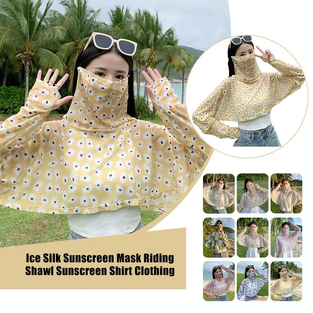 

UV Protection Sunscreen Sleeves Shawls Wraps Flower Sleeves Long Protection Face Full Driving Neck Arm Mask Sleeve G5T9