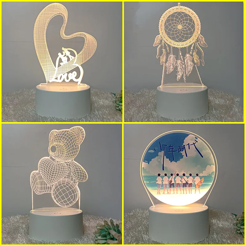 

Светодиодный прикроватный 3d светильник, маленький ночник с отключением питания в режиме ожидания, аварийная лампа для студенческого общежития, настольная лампа