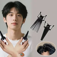1 ensemble d'outils de coiffure pour cheveux moelleux, racine de cheveux, Clip à pression moelleux, peigne à Texture large et dentée, accessoires de coiffure pour barbier 2