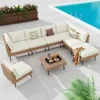 8 Piece Outdoor Patio Furniture Set,PE Rattan Wicker Patio Conversation Sets, All Weather Sectional Sofa with Cushion for Garden 1