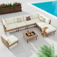 8 Piece Outdoor Patio Furniture Set,PE Rattan Wicker Patio Conversation Sets, All Weather Sectional Sofa with Cushion for Garden 1