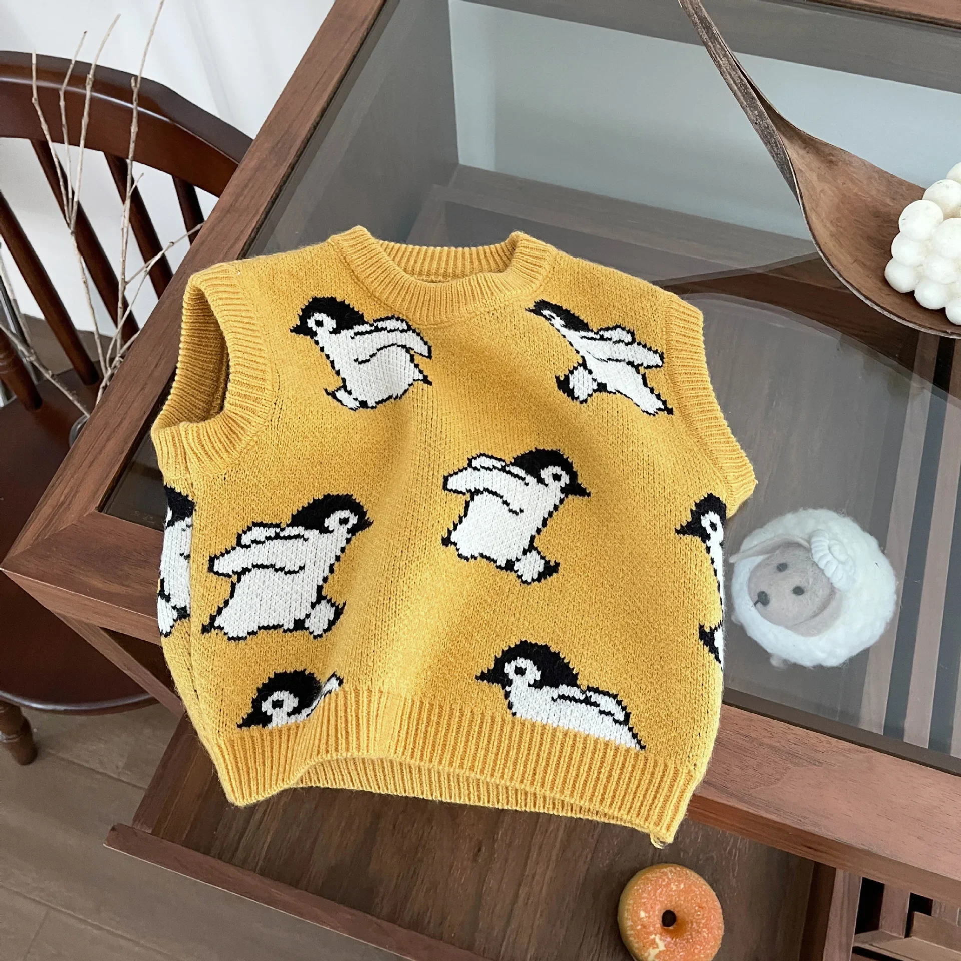 Children Clothing Fashion Casual Korean Style Boys Vest Autumn and Winter New Boy Baby Cartoon Cute All Match Knitted Vest