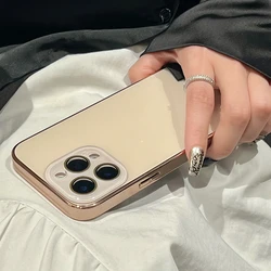 Luxury Plating Glossy Glass Phone Case with Camera Protection and Shockproof Bumper - iPhone 12 Pro Max (Gold)