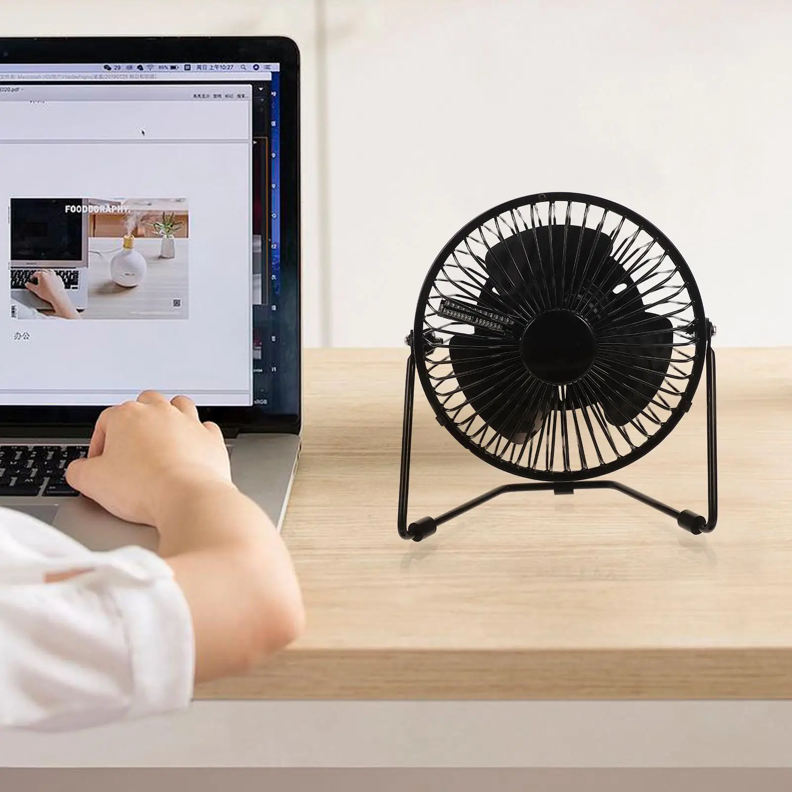 Portable Mini Fan Temperature Display Usb Clock Fan Led Cooling Computer Peripherals Electronics Gadgets Travel Accessories