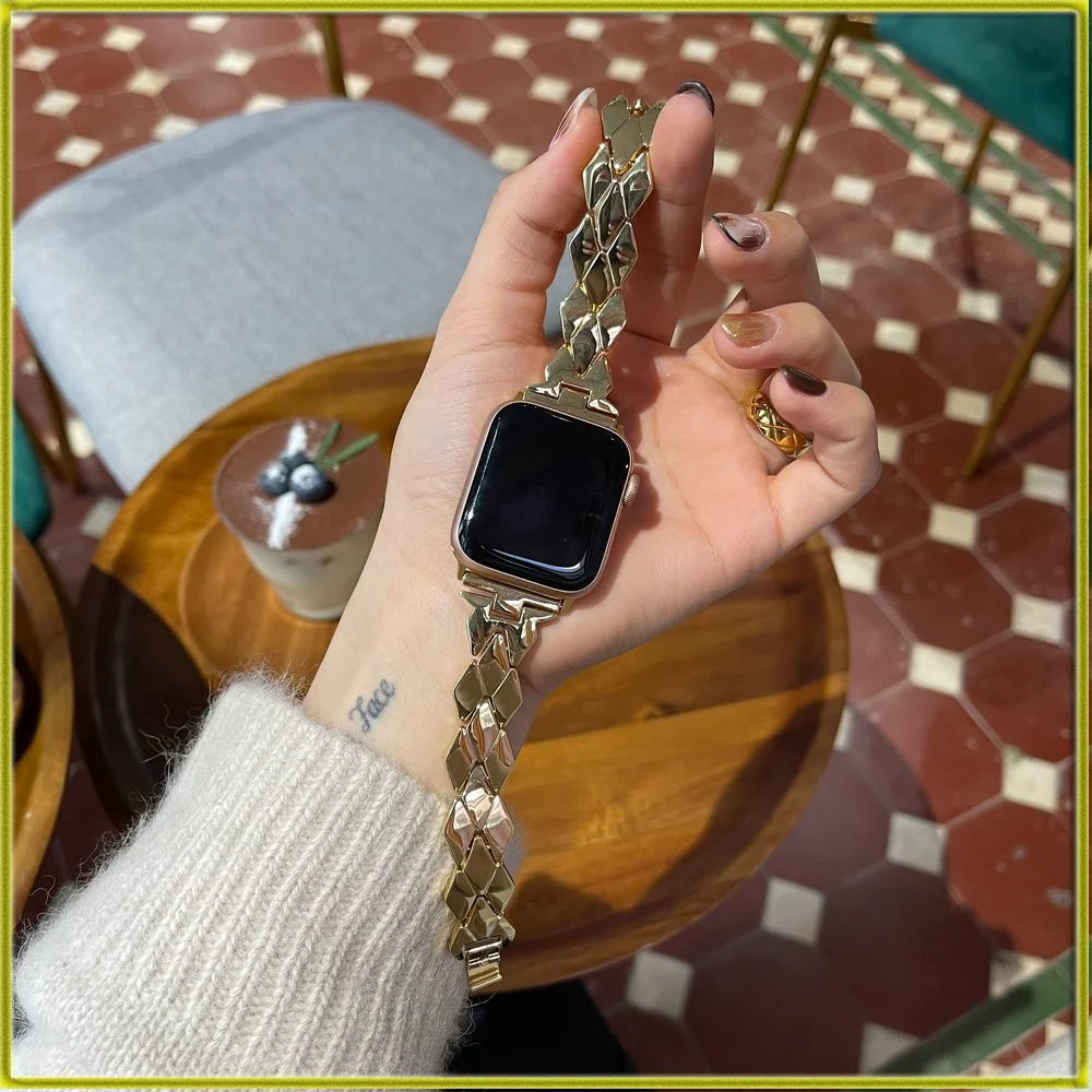Watch Bracelet Brand New Watch Strap for Apple Watch Small Rhombus Thin Metal Strap Suitable for iwatch7123456