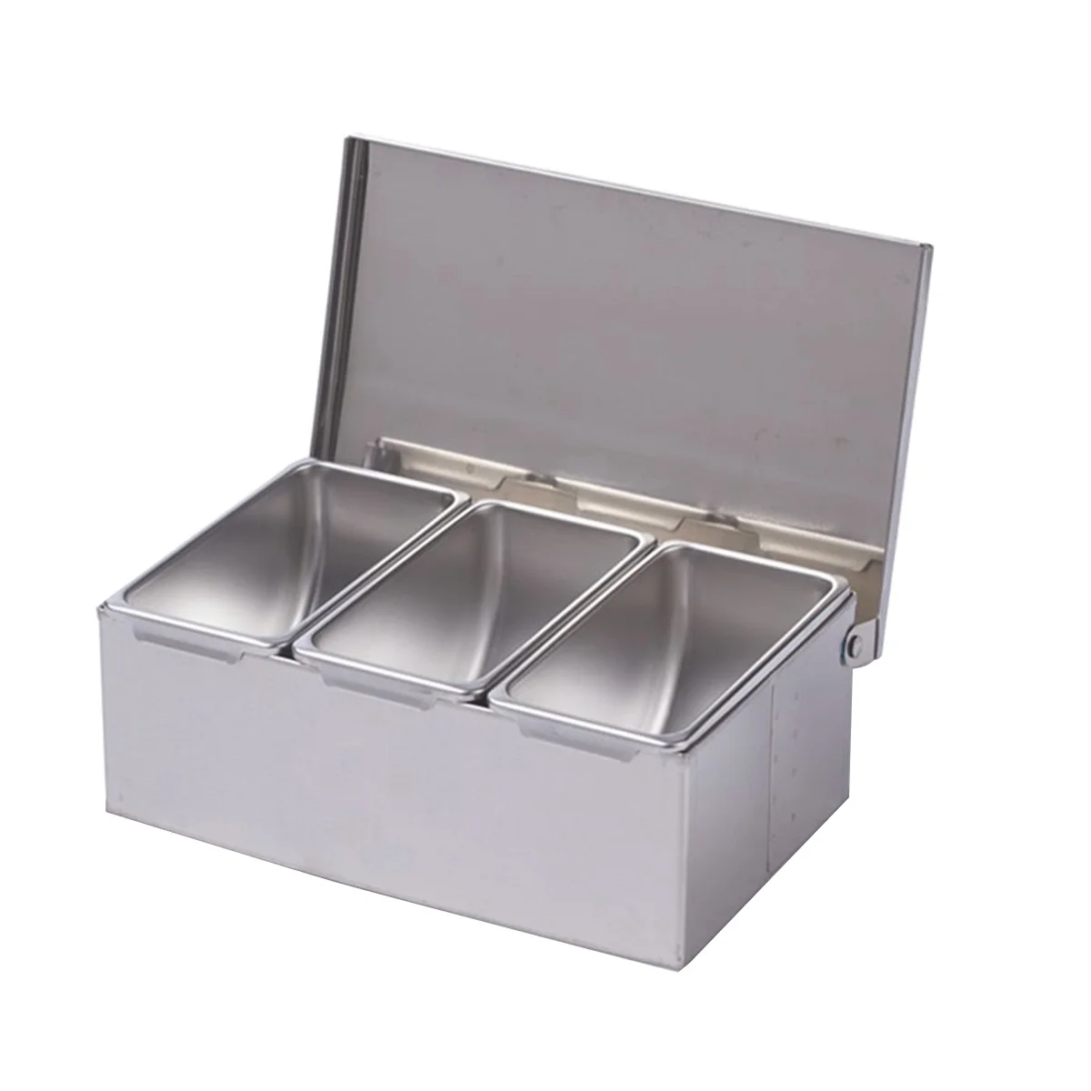 

3 Section Seasoning Box Stainless Steel Ingredients Box Cheese Sauce Salt Sugar Box Spice Jar Baking Tool