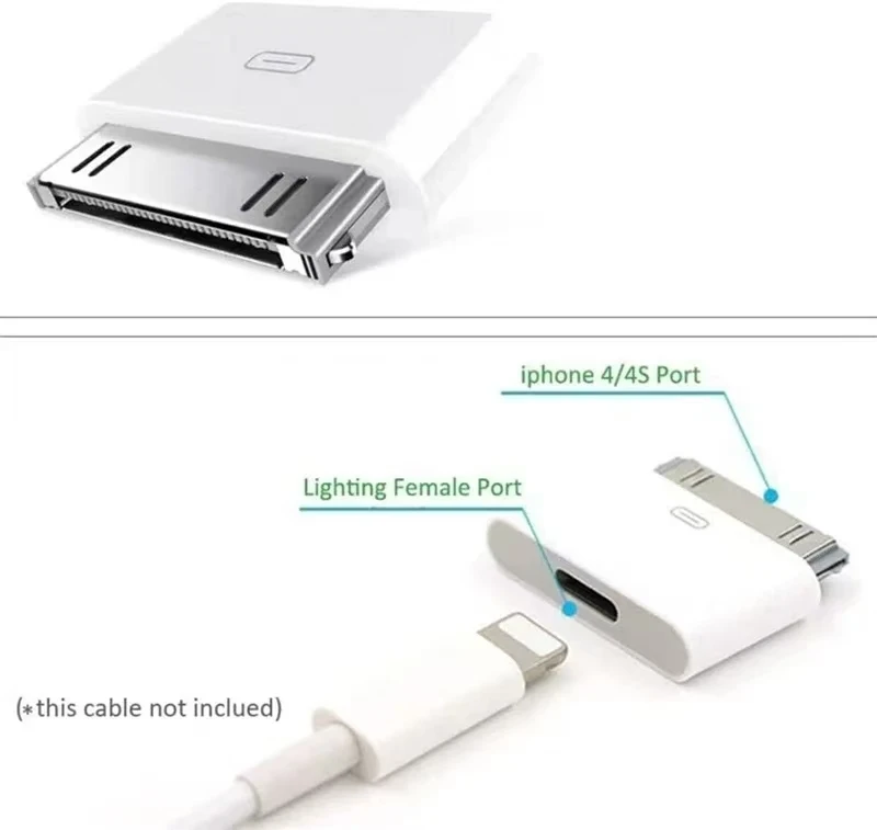 USB C 30핀 충전 어댑터 타입 C - 30핀 싱크 컨버터 (아이폰 4, 4S, 아이패드 2, 3, 아이팟 터치용 충전 케이블)
