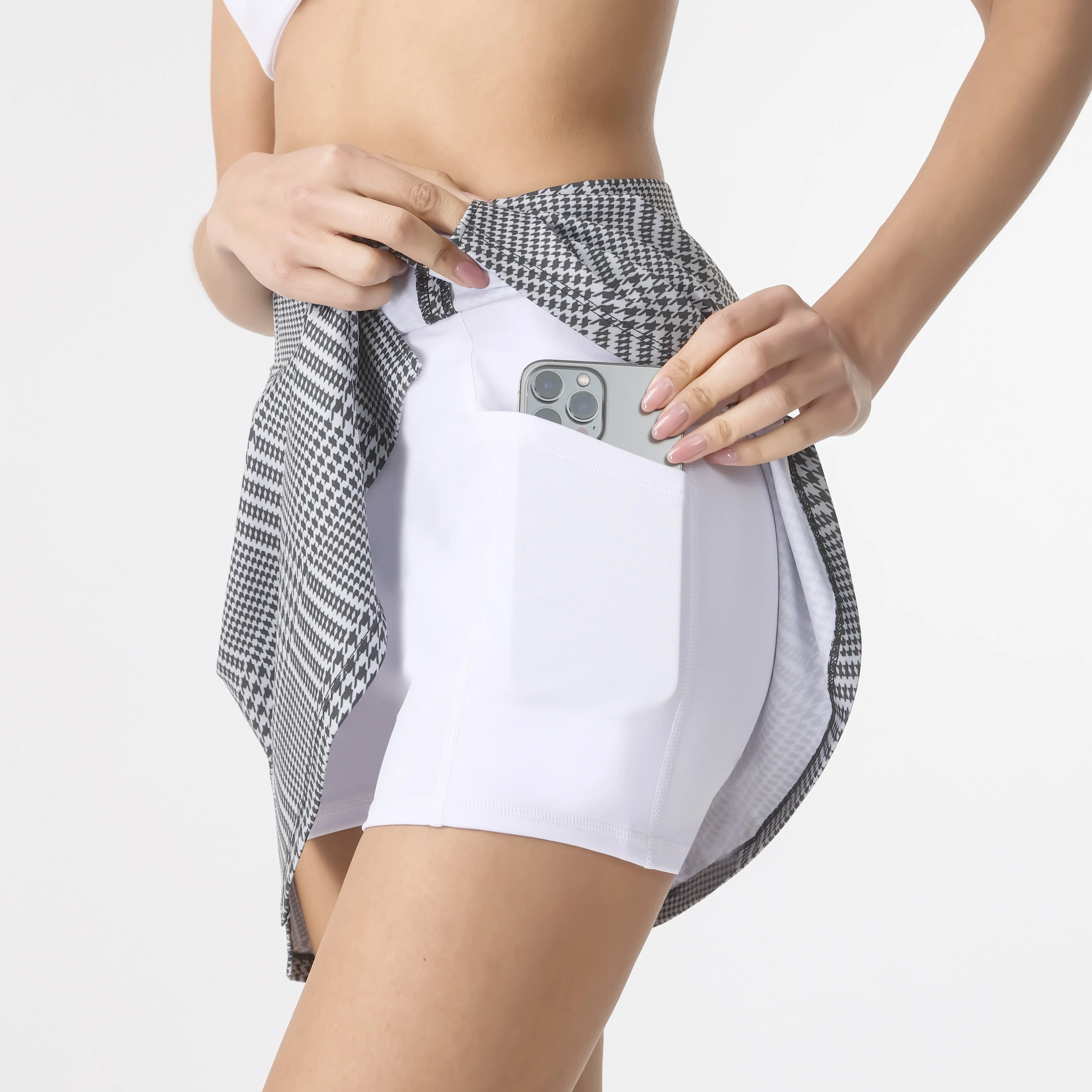Spring New plaid Tennis Skirt with Pocket