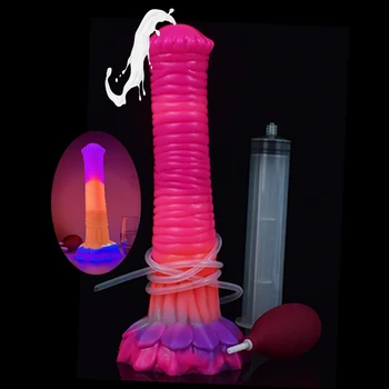 FAAK Luminous Horse Dildo With Suction Cup Gory Raw Meat Color Squirting Penis Fantasy Glowing In Dark  Sex Toys For Women Men 1