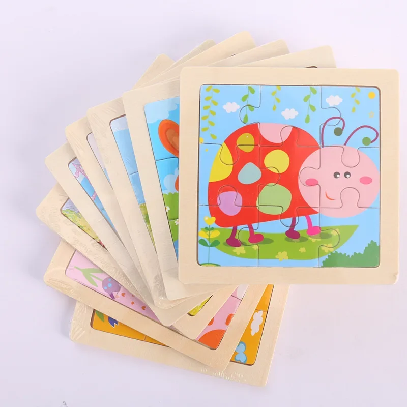 

3D Wooden Puzzle Jigsaw Toys for Children Wood 3d Cartoon Animal Puzzles Intelligence Kids Early Educational Toys for Children