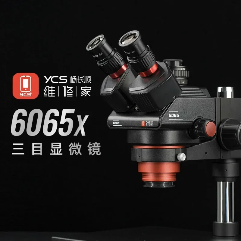 YCS 6065X HD 삼안 현미경 0.6-6.5배율 휴대폰 수리 PCB 용접 현미경 4K 카메라 도구