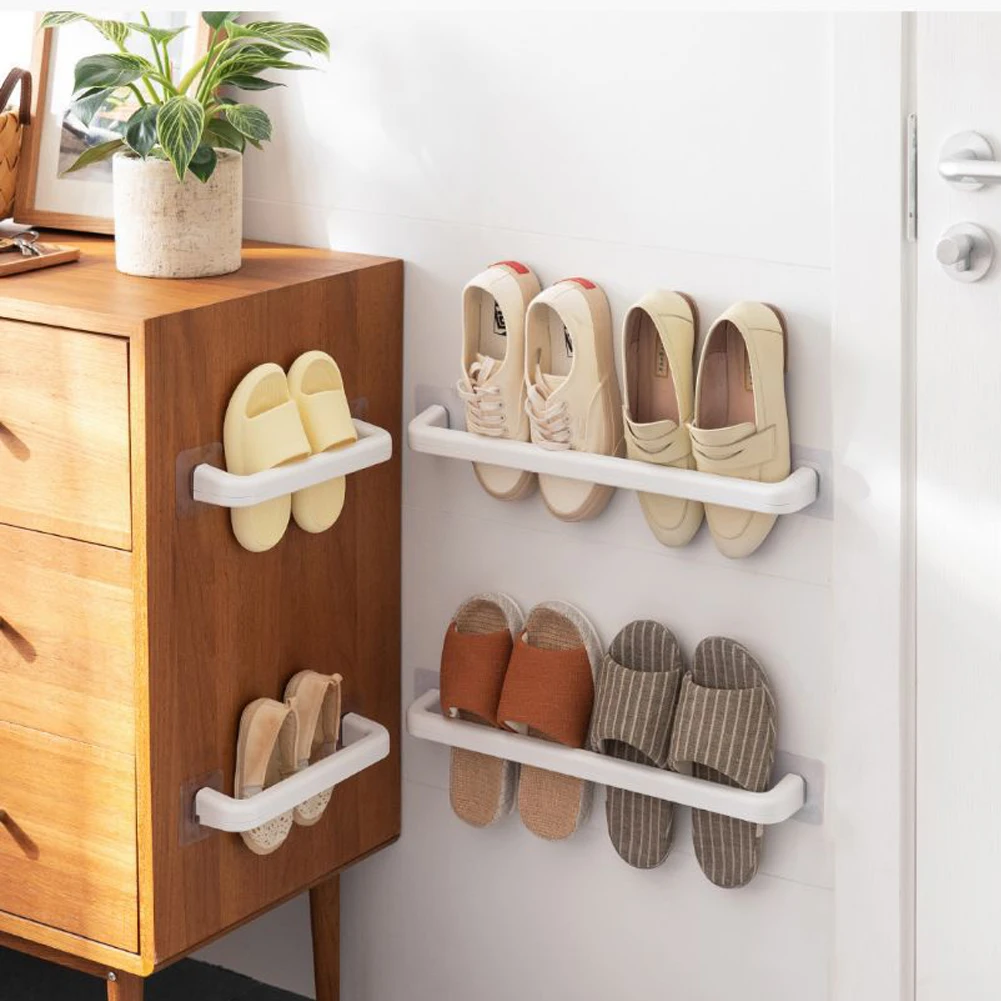 

Bathroom Punch-Free Wall-Mounted Household Bathroom Storage Artifact Slipper Rack Shoes Draining Rack