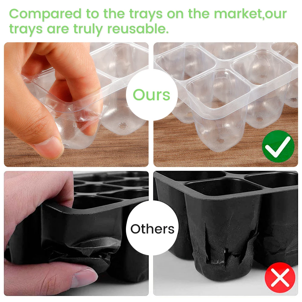 6Pcs Seedling Starter Trays 12 Hole Plastic Plant Seeds Grow Box Vegetable Flower Plant Pots Nursery Grow Box for Garden Ourdoor