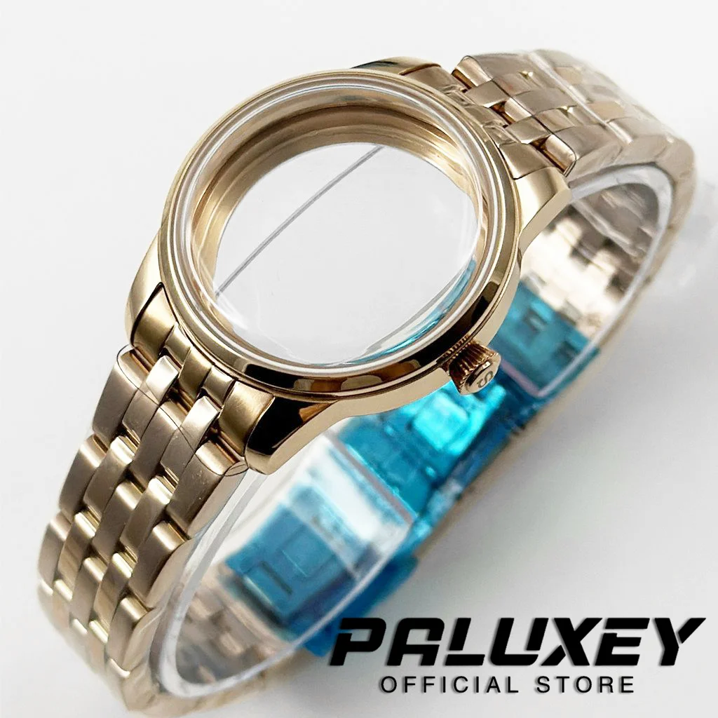Elegant 33MM Ladies Cocktail Stainless Steel Watch Case with Arch Glass and Transparent Backcover
