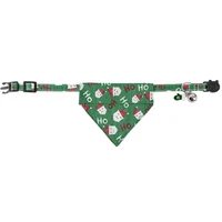 100% Cotton Christmas Cat Collar with Detachable Bowtie Tiny Bell Kitten Collars Pet Accessories Cat Bandana Santa Claus Printed 6