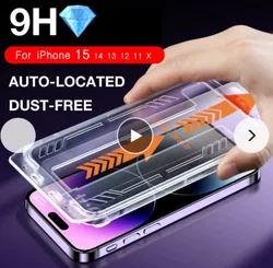Premium Toughened Glass Screen Protector with Easy Install Kit - Shatterproof and Durable - 4Pcs Glass (iPhone 15 Pro Max)
