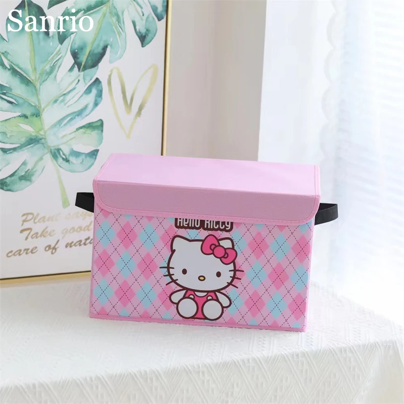 

Sanrio Hello Kitty Little Twin Star Foldable Closet Organizer Pompompurin Kuromi My Melody with Lid Dustproof Sundries Basket