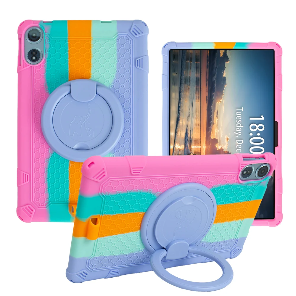 12 Rotatable Stand Case with Handle Strap - Kids Safe Soft Silicone Cover
