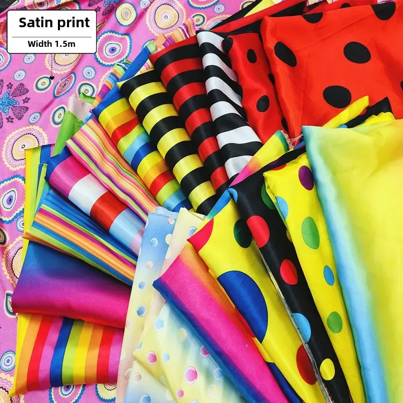 Polka Dot And Stripe Print Fabric Polyester Material for Clown Performance Costume Underlining Sash China Origin Clothing Access