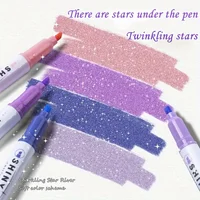 12pcs Glitter Shiny Highlighter Marker pens, colorful Painted Stationery School Supplies, Glitter, Fluorescent & Colored Markers 1