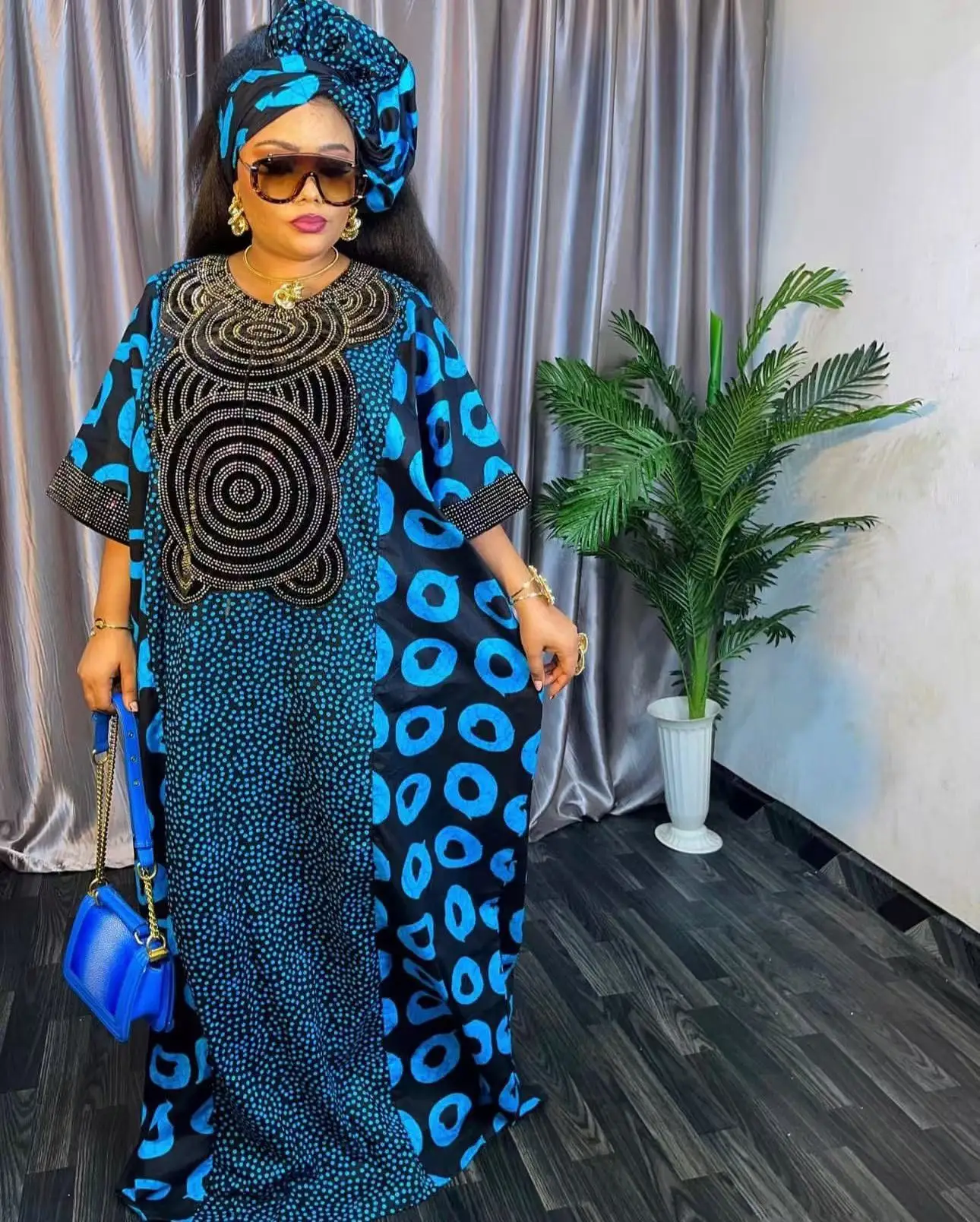 African Dress Women Summer Maxi Dress Long Print Short Sleeve Abayas African Style