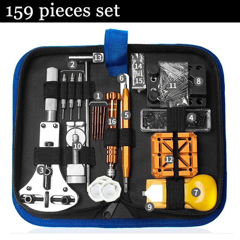 159pcsWatchClockRepairToolKitWatchmakerLinkPinRemoverCase