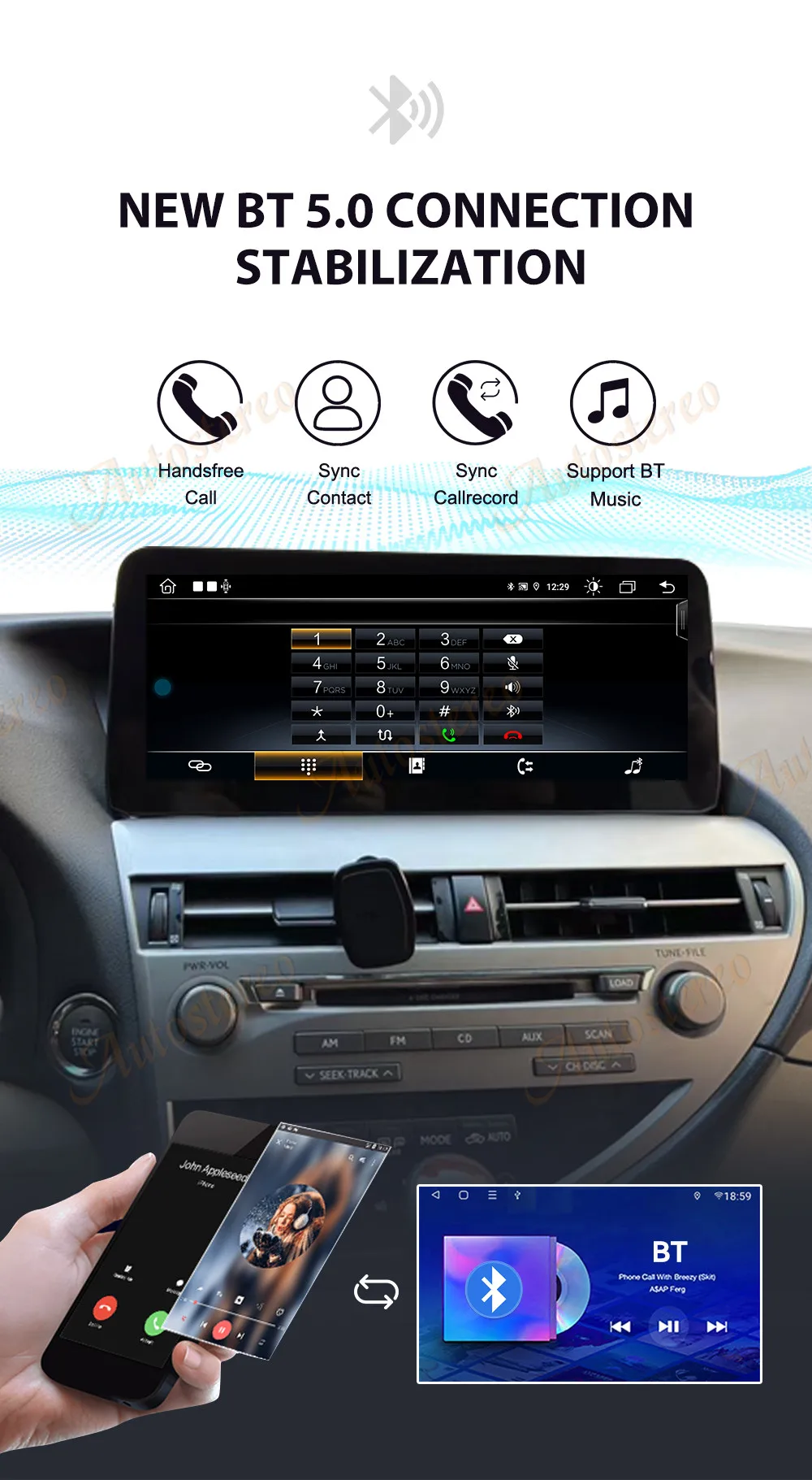 12.3 Carplay For Lexus RX270 RX450H RX 2009-2015 Android 14 Car Multimedia Playe
