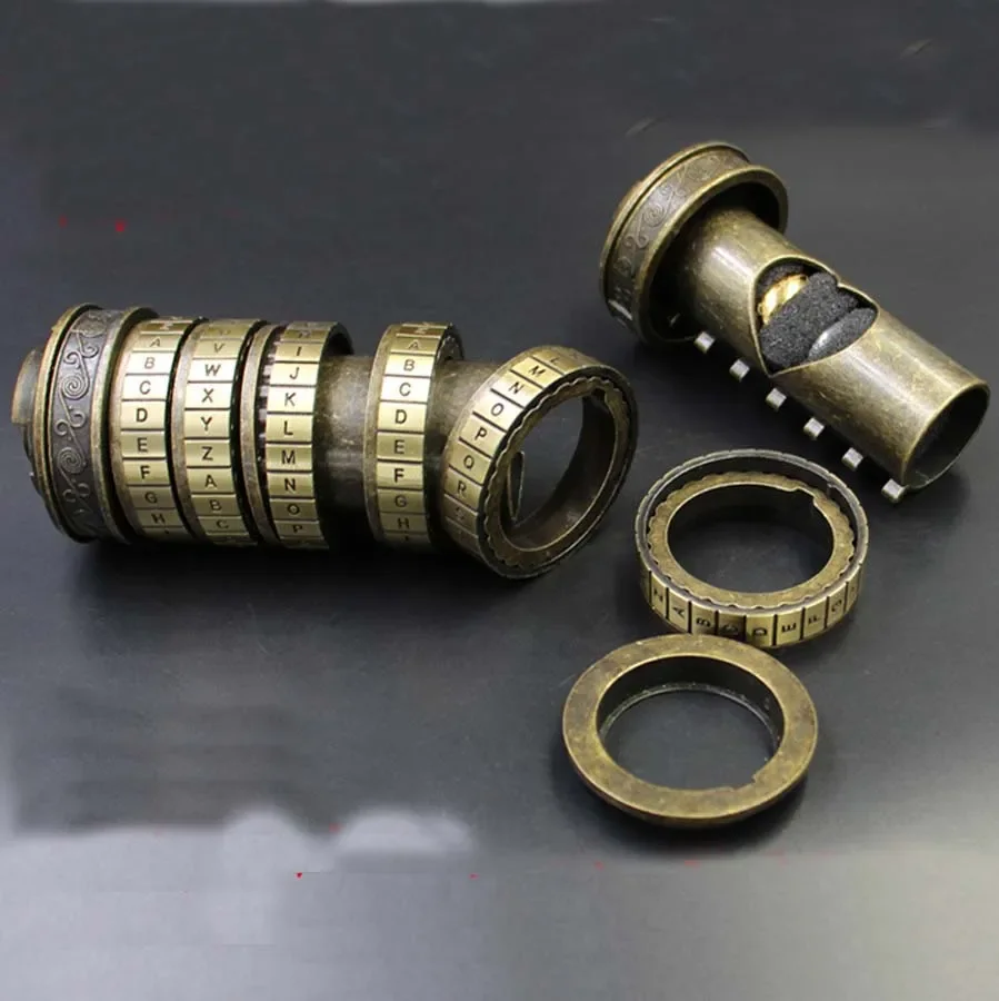 Leonardo da Vinci code toys Metal Cryptex locks wedding gifts Valentine's Day gift Letter Password escape chamber props