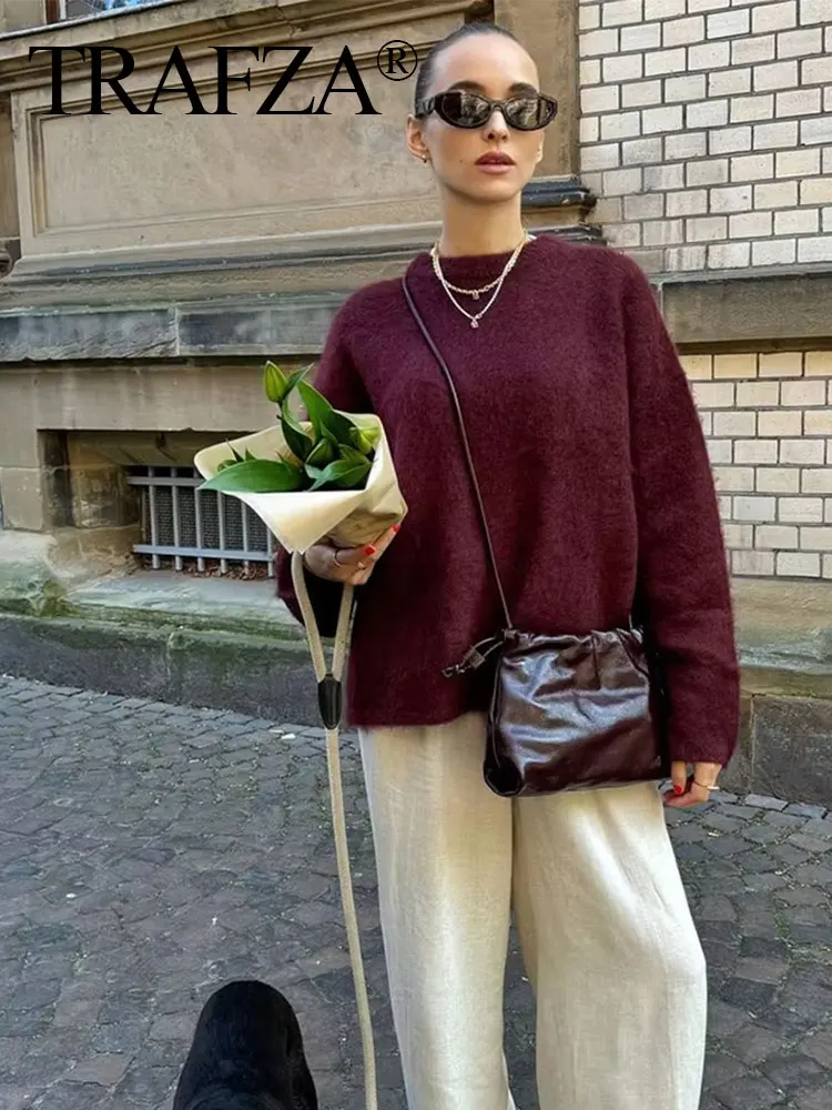 HH Women Elegant Solid O Neck Sweater Loose Casual Long Sleeve Knitted Pullover Sweatshirt Autumn Office Lady Knitwear Top