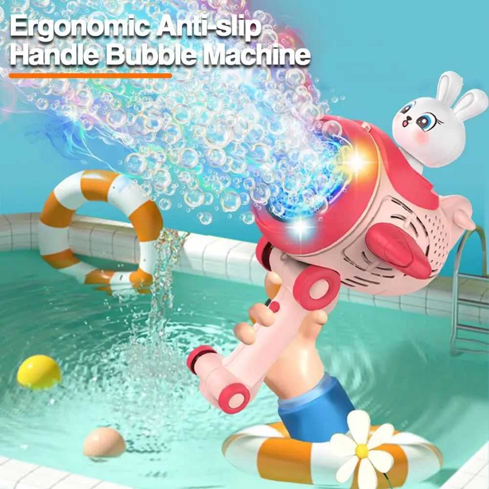 

Bubble Shooter Toy Endless Fun with Portable Gatling Bubble Machine Astronauts Cute Rabbit Design Bubble Shooter for Kids Long