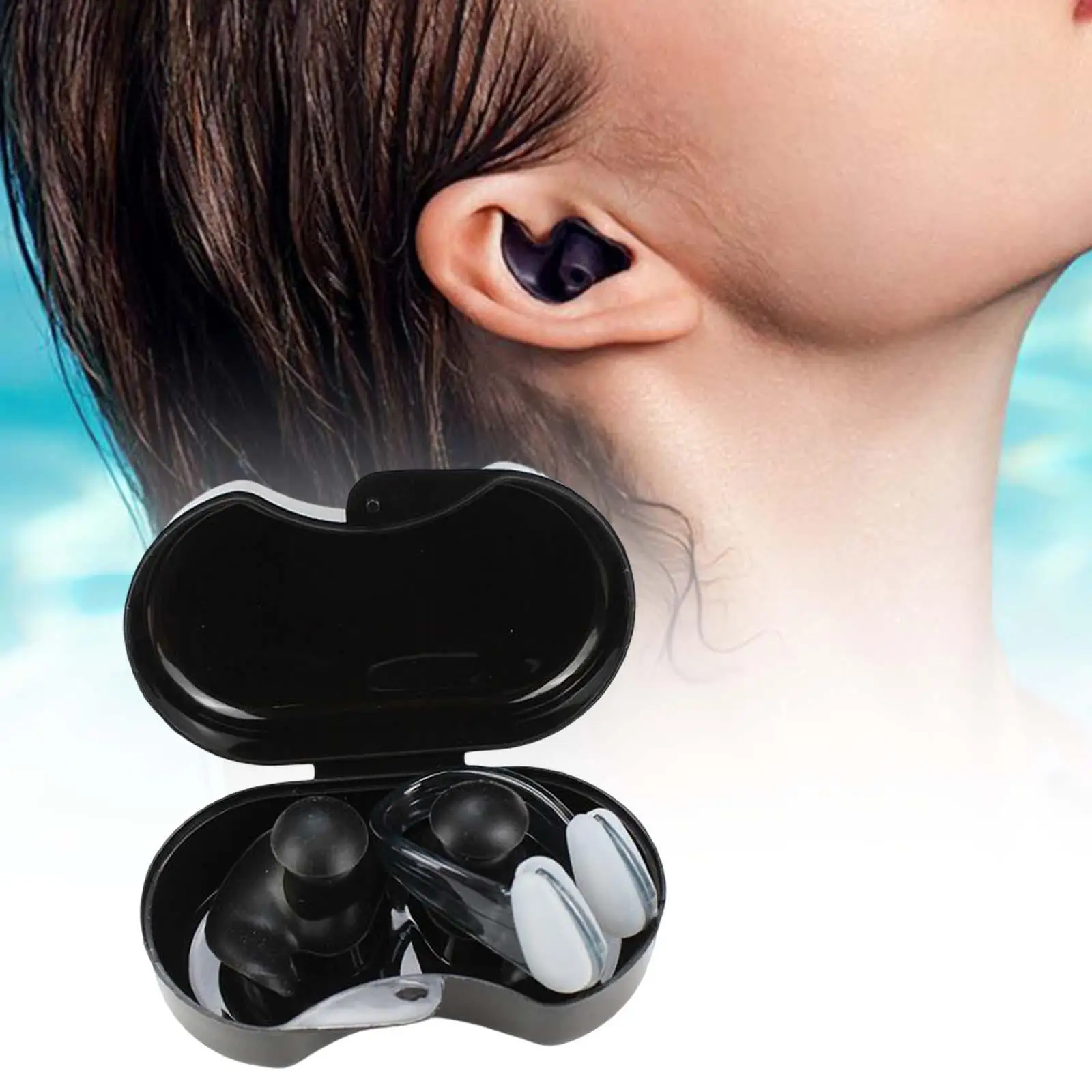 Bouchons d'oreille étanches en Silicone pour Sports aquatiques, accessoires de natation, souples, portables, anti-poussière, avec boîte, pour plongée dans l'eau