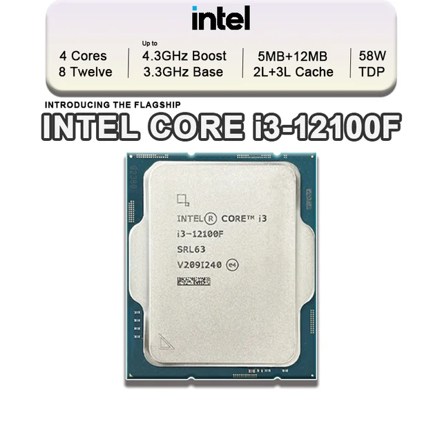Intel Core i3 12100F New i3 12100F 3 3 GHz 4 Core 8 Thread Processor L3