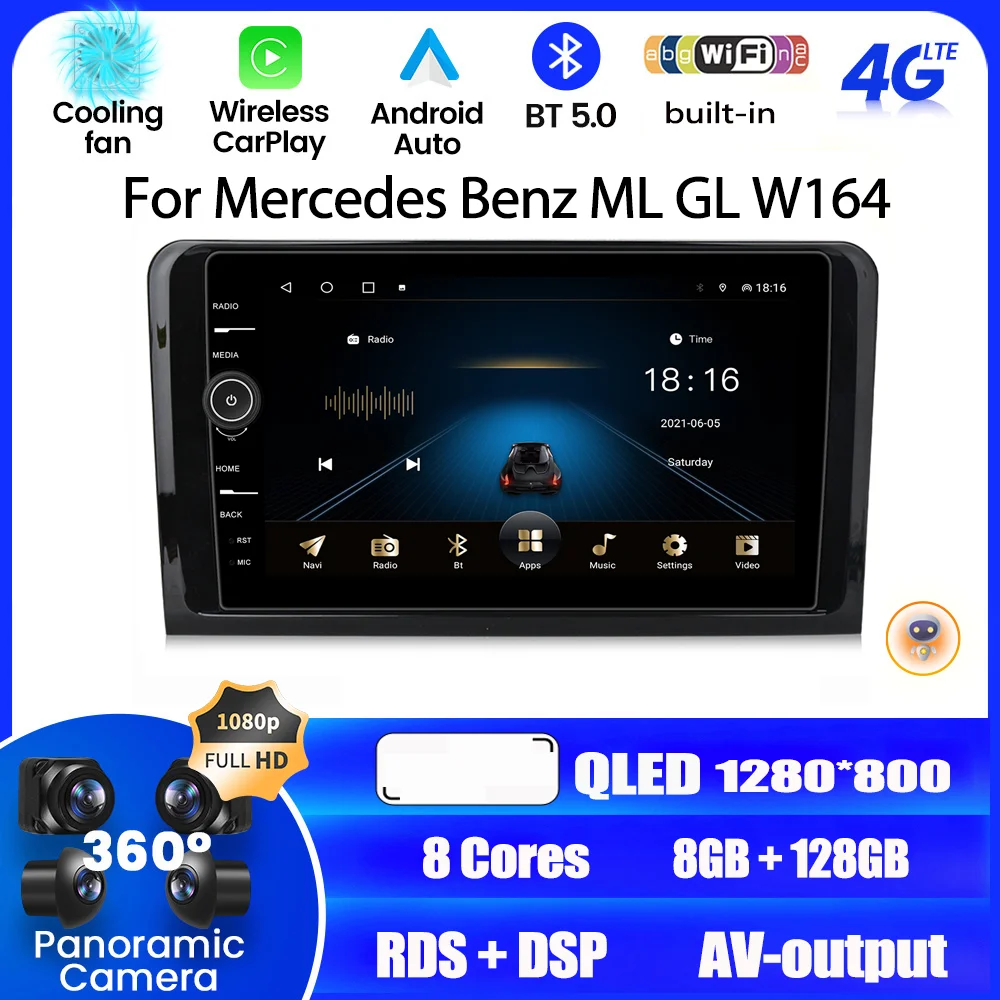 

Автомагнитола, стерео-система на Android 12, для Mercedes Benz ML GL W164 ML350 ML500 GL320 X164 ML280 GL350 GL450, типоразмер 2 DIN