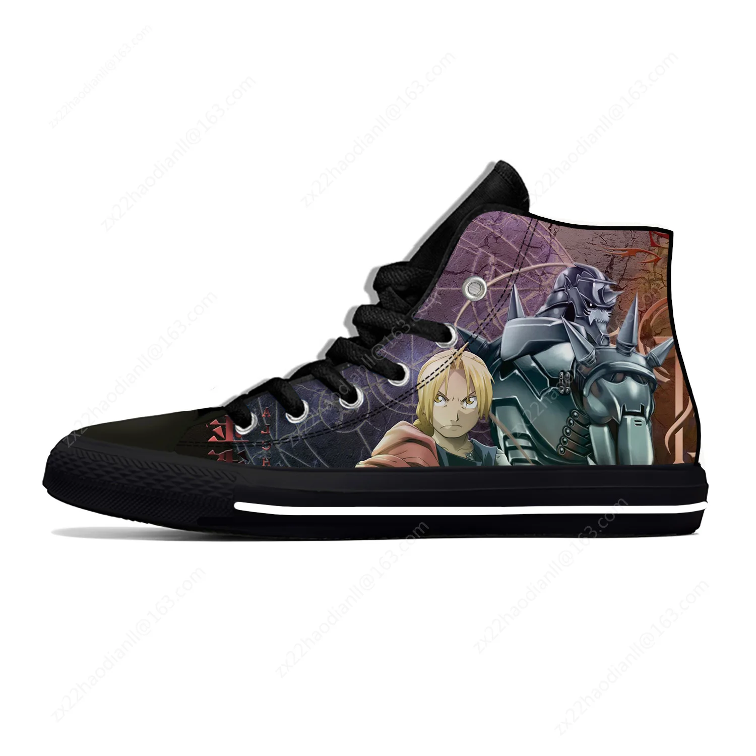 Fullmetal Alchemist Brotherhood Lightweight Cloth 3D Print Fashion High Top Canvas Shoes Mens Womens Casual Breathable Sneakers