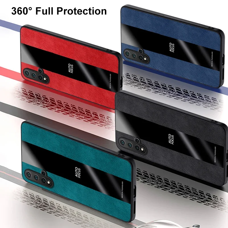 Premium PU Leather Ring Holder Phone Case with Silicone Protection