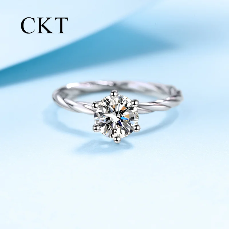 Anelli Di Torsione A Parete Intrecciati In Platino Di Lusso Per Le Donne Pt950 1 Carat Moissanite Diamond Ring Sparkling Wedding Fine Jewelry Gift