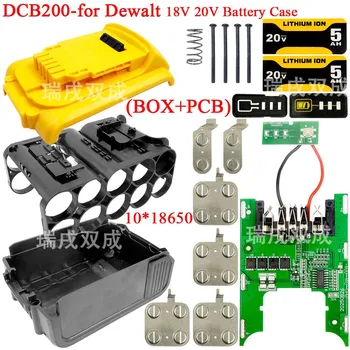 DCB200 10 celle 18650 Custodia per batteria al litio Scatola di immagazzinaggio PCB Circuito di protezione di ricarica per batteria agli ioni di litio Dewalt 18V 20V