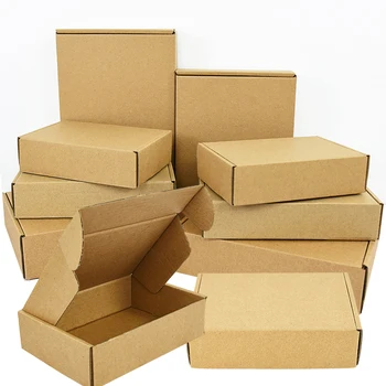 5Pcs Multi Size Brown Kraft Paper Gift Box Christmas Cookies Candy Packaging Box Wedding Gifts For Guest Handmade Soap Wrapping 1